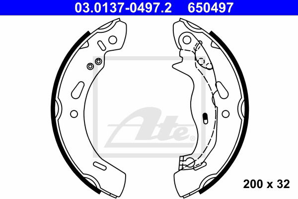 Bremsbackensatz Hinterachse ATE 03.0137-0497.2 von ATE