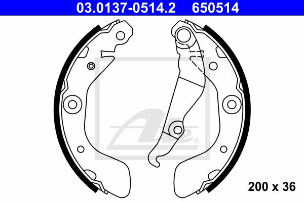 Bremsbackensatz Hinterachse ATE 03.0137-0514.2 Bremsbackensatz Hinterachse ATE 03.0137-0514.2 von ATE
