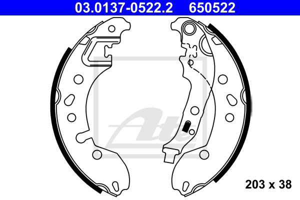 Bremsbackensatz Hinterachse ATE 03.0137-0522.2 Bremsbackensatz Hinterachse ATE 03.0137-0522.2 von ATE
