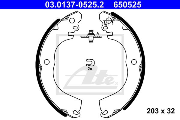 Bremsbackensatz Hinterachse ATE 03.0137-0525.2 von ATE