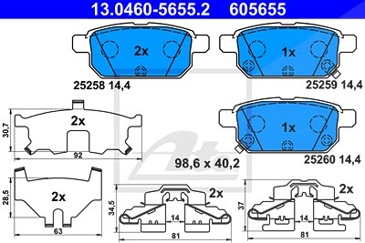 Ate Bremsbelagsatz, Scheibenbremse [Hersteller-Nr. 13.0460-5655.2] für Suzuki von ATE
