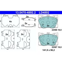 Bremsbelagsatz ATE 13.0470-4892.2, Vorne, Keramik Bremsbelagsatz ATE 13.0470-4892.2, Vorne, Keramik von Ate
