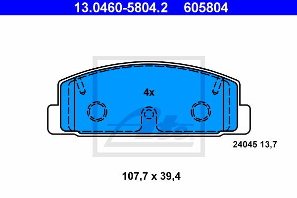 Bremsbelagsatz, Scheibenbremse Hinterachse ATE 13.0460-5804.2 Bremsbelagsatz, Scheibenbremse Hinterachse ATE 13.0460-5804.2 von ATE