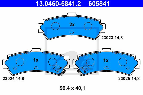 Bremsbelagsatz, Scheibenbremse Hinterachse ATE 13.0460-5841.2 Bremsbelagsatz, Scheibenbremse Hinterachse ATE 13.0460-5841.2 von ATE
