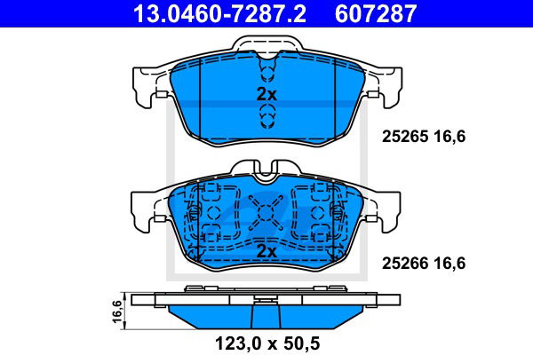 Bremsbelagsatz, Scheibenbremse Hinterachse ATE 13.0460-7287.2 von ATE