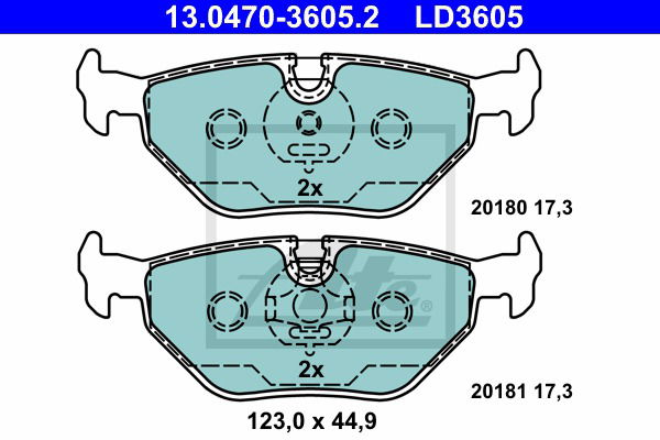 Bremsbelagsatz, Scheibenbremse Hinterachse ATE 13.0470-3605.2 Bremsbelagsatz, Scheibenbremse Hinterachse ATE 13.0470-3605.2 von ATE