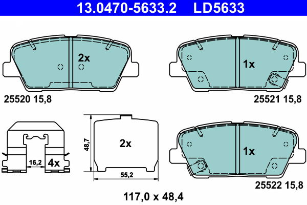Bremsbelagsatz, Scheibenbremse Hinterachse ATE 13.0470-5633.2 Bremsbelagsatz, Scheibenbremse Hinterachse ATE 13.0470-5633.2 von ATE