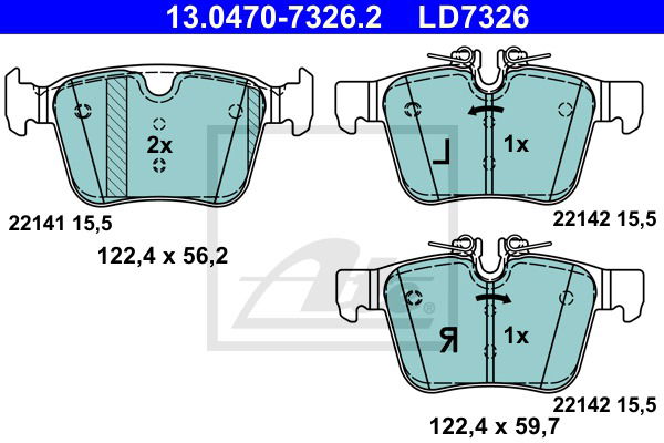 Bremsbelagsatz, Scheibenbremse Hinterachse ATE 13.0470-7326.2 Bremsbelagsatz, Scheibenbremse Hinterachse ATE 13.0470-7326.2 von ATE