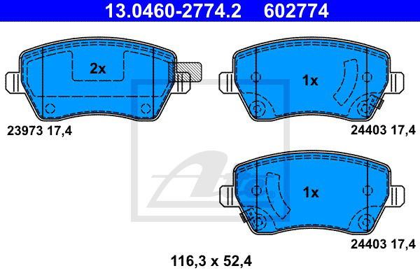 Bremsbelagsatz, Scheibenbremse Vorderachse ATE 13.0460-2774.2 Bremsbelagsatz, Scheibenbremse Vorderachse ATE 13.0460-2774.2 von ATE