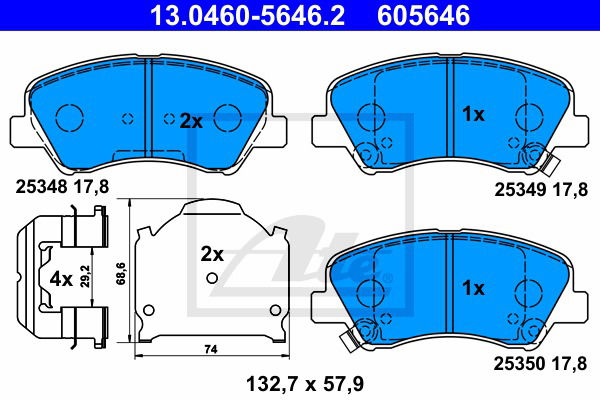 Bremsbelagsatz, Scheibenbremse Vorderachse ATE 13.0460-5646.2 Bremsbelagsatz, Scheibenbremse Vorderachse ATE 13.0460-5646.2 von ATE