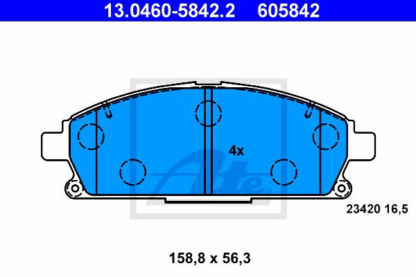 Bremsbelagsatz, Scheibenbremse Vorderachse ATE 13.0460-5842.2 Bremsbelagsatz, Scheibenbremse Vorderachse ATE 13.0460-5842.2 von ATE