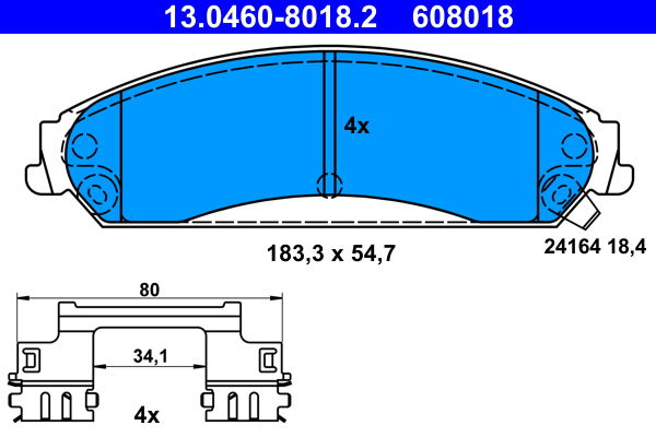Bremsbelagsatz, Scheibenbremse Vorderachse ATE 13.0460-8018.2 Bremsbelagsatz, Scheibenbremse Vorderachse ATE 13.0460-8018.2 von ATE