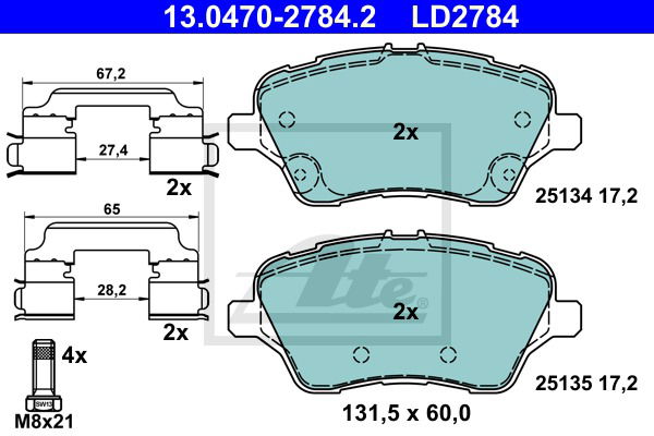 Bremsbelagsatz, Scheibenbremse Vorderachse ATE 13.0470-2784.2 Bremsbelagsatz, Scheibenbremse Vorderachse ATE 13.0470-2784.2 von ATE