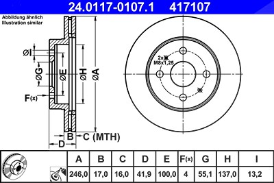 Ate Bremsscheibe [Hersteller-Nr. 24.0117-0107.1] für Daihatsu, Subaru von ATE