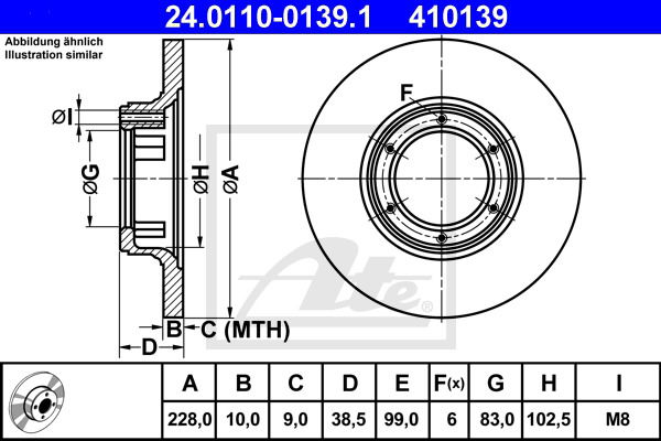 Bremsscheibe ATE 24.0110-0139.1 Bremsscheibe ATE 24.0110-0139.1 von ATE