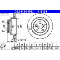 Bremsscheibe ATE 24.0118-0159.1 vorne, belüftet, 1 Stück Bremsscheibe ATE 24.0118-0159.1 vorne, belüftet, 1 Stück von Ate