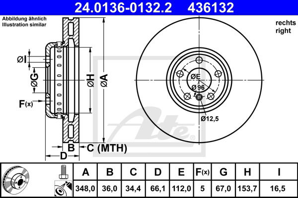 Bremsscheibe ATE 24.0136-0132.2 von ATE