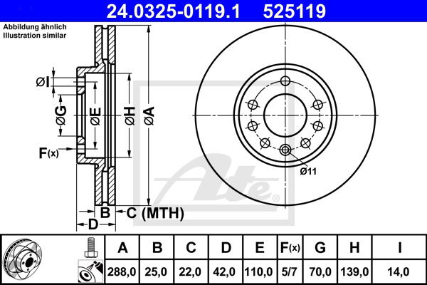 Bremsscheibe ATE 24.0325-0119.1 von ATE