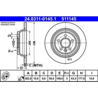 Bremsscheibe ATE PowerDisc 24.0311-0145.1, 1 Stück Bremsscheibe ATE PowerDisc 24.0311-0145.1, 1 Stück von Ate