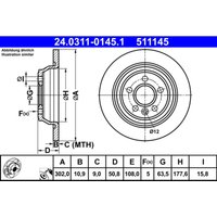 Bremsscheibe ATE PowerDisc 24.0311-0145.1, 1 Stück von Ate