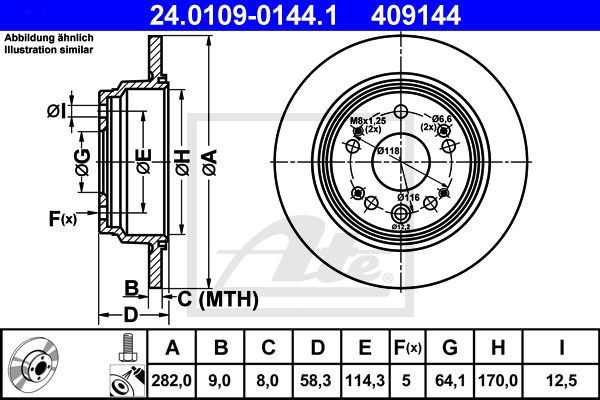 Bremsscheibe Hinterachse ATE 24.0109-0144.1 Bremsscheibe Hinterachse ATE 24.0109-0144.1 von ATE
