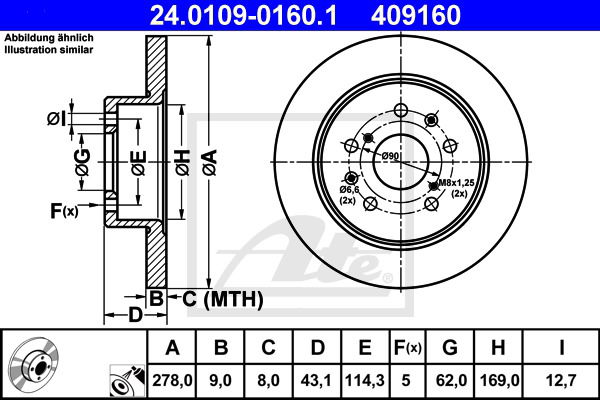 Bremsscheibe Hinterachse ATE 24.0109-0160.1 Bremsscheibe Hinterachse ATE 24.0109-0160.1 von ATE