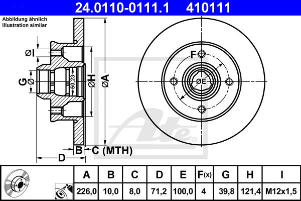 Bremsscheibe Hinterachse ATE 24.0110-0111.1 von ATE