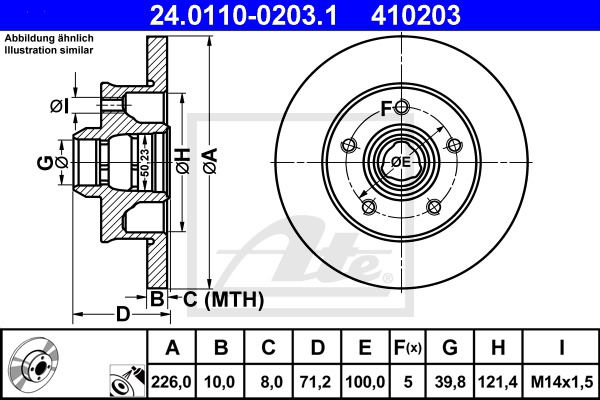 Bremsscheibe Hinterachse ATE 24.0110-0203.1 von ATE