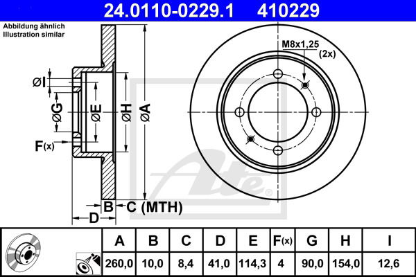 Bremsscheibe Hinterachse ATE 24.0110-0229.1 Bremsscheibe Hinterachse ATE 24.0110-0229.1 von ATE