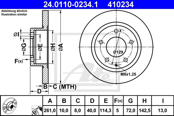 Bremsscheibe Hinterachse ATE 24.0110-0234.1 Bremsscheibe Hinterachse ATE 24.0110-0234.1 von ATE