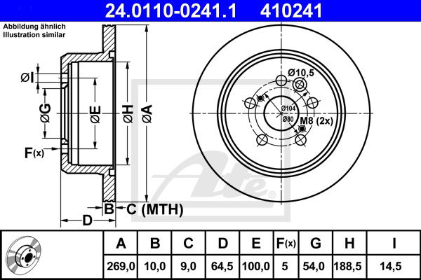 Bremsscheibe Hinterachse ATE 24.0110-0241.1 von ATE