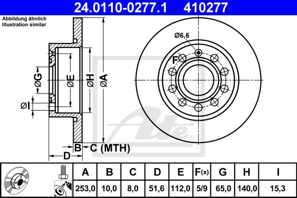 Bremsscheibe Hinterachse ATE 24.0110-0277.1 Bremsscheibe Hinterachse ATE 24.0110-0277.1 von ATE