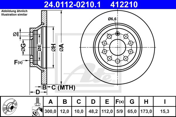Bremsscheibe Hinterachse ATE 24.0112-0210.1 Bremsscheibe Hinterachse ATE 24.0112-0210.1 von ATE