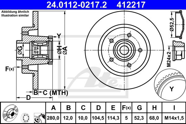 Bremsscheibe Hinterachse ATE 24.0112-0217.2 Bremsscheibe Hinterachse ATE 24.0112-0217.2 von ATE