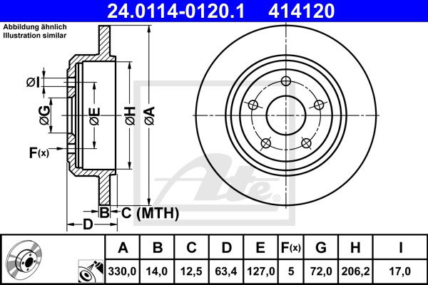 Bremsscheibe Hinterachse ATE 24.0114-0120.1 Bremsscheibe Hinterachse ATE 24.0114-0120.1 von ATE