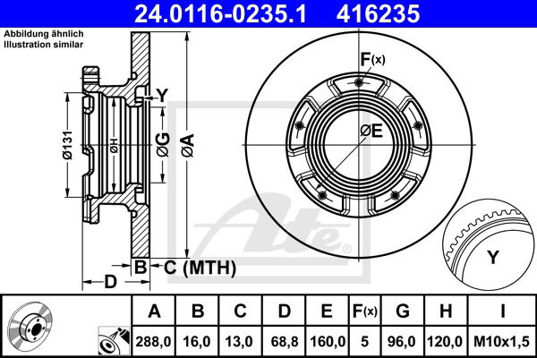 Bremsscheibe Hinterachse ATE 24.0116-0235.1 von ATE