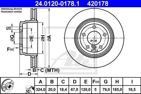 Bremsscheibe Hinterachse ATE 24.0120-0178.1 Bremsscheibe Hinterachse ATE 24.0120-0178.1 von ATE