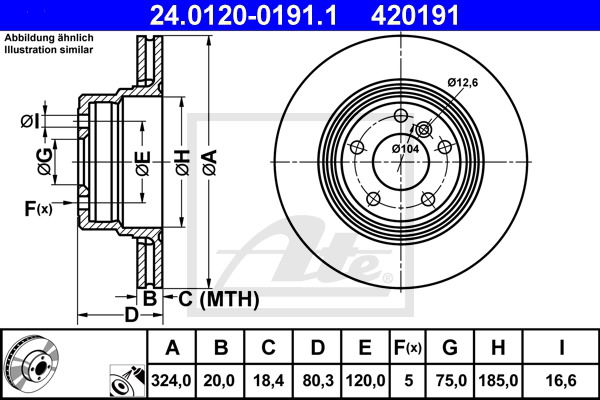 Bremsscheibe Hinterachse ATE 24.0120-0191.1 von ATE