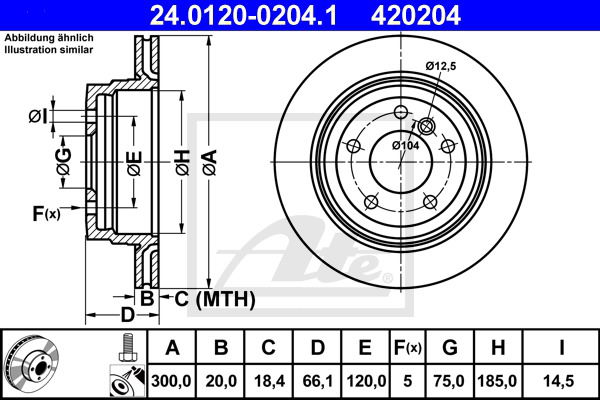Bremsscheibe Hinterachse ATE 24.0120-0204.1 von ATE