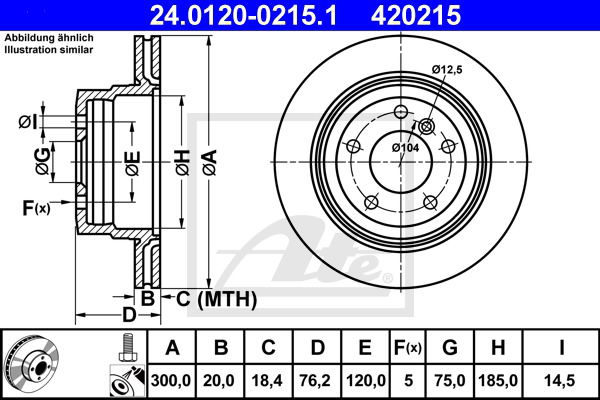 Bremsscheibe Hinterachse ATE 24.0120-0215.1 Bremsscheibe Hinterachse ATE 24.0120-0215.1 von ATE