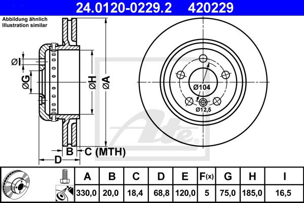 Bremsscheibe Hinterachse ATE 24.0120-0229.2 Bremsscheibe Hinterachse ATE 24.0120-0229.2 von ATE