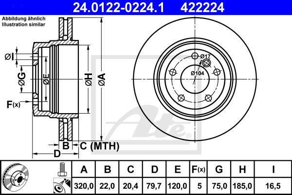 Bremsscheibe Hinterachse ATE 24.0122-0224.1 Bremsscheibe Hinterachse ATE 24.0122-0224.1 von ATE
