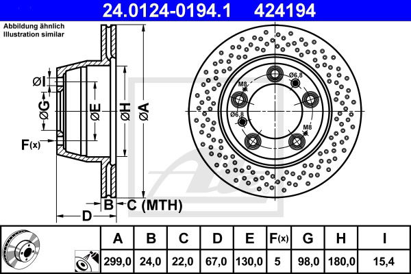 Bremsscheibe Hinterachse ATE 24.0124-0194.1 Bremsscheibe Hinterachse ATE 24.0124-0194.1 von ATE