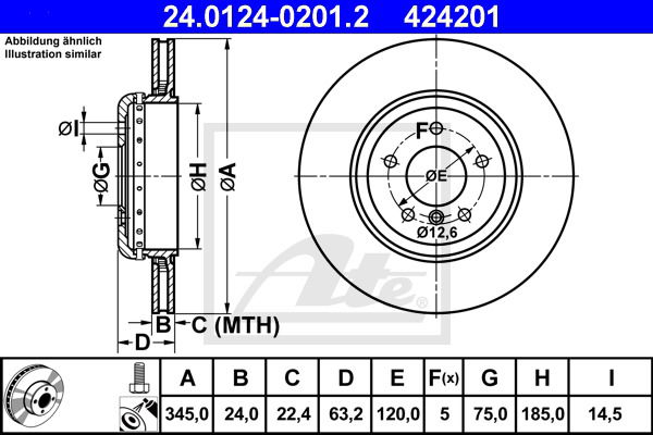 Bremsscheibe Hinterachse ATE 24.0124-0201.2 Bremsscheibe Hinterachse ATE 24.0124-0201.2 von ATE