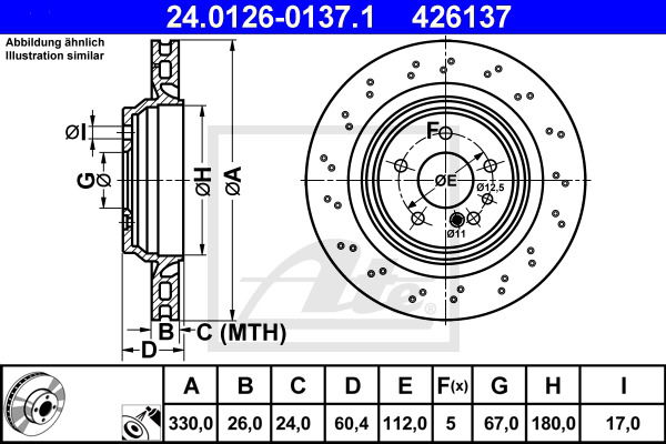 Bremsscheibe Hinterachse ATE 24.0126-0137.1 von ATE