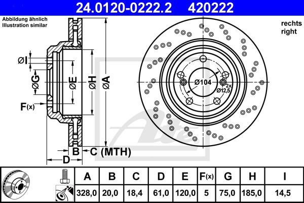 Bremsscheibe Hinterachse rechts ATE 24.0120-0222.2 Bremsscheibe Hinterachse rechts ATE 24.0120-0222.2 von ATE