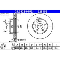 Bremsscheibe ATE PowerDisc 24.0328-0155.1, 1 Stück Bremsscheibe ATE PowerDisc 24.0328-0155.1, 1 Stück von Ate