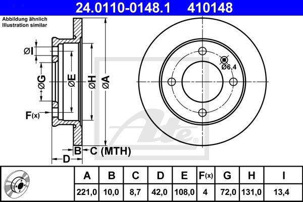 Bremsscheibe Vorderachse ATE 24.0110-0148.1 Bremsscheibe Vorderachse ATE 24.0110-0148.1 von ATE