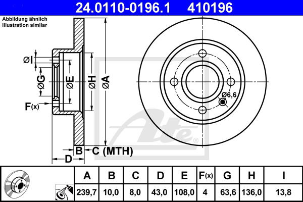 Bremsscheibe Vorderachse ATE 24.0110-0196.1 von ATE