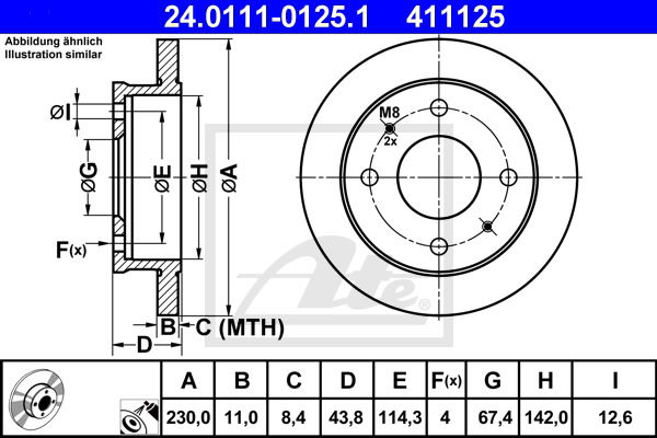 Bremsscheibe Vorderachse ATE 24.0111-0125.1 Bremsscheibe Vorderachse ATE 24.0111-0125.1 von ATE